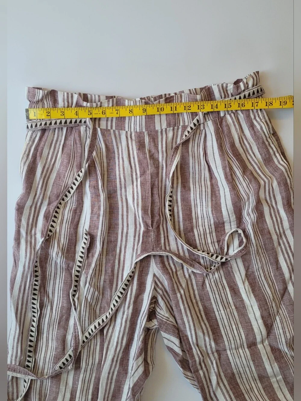 LemLem x H&M Resort Stripe Linen Paperbag Pants Large Excellent Condition